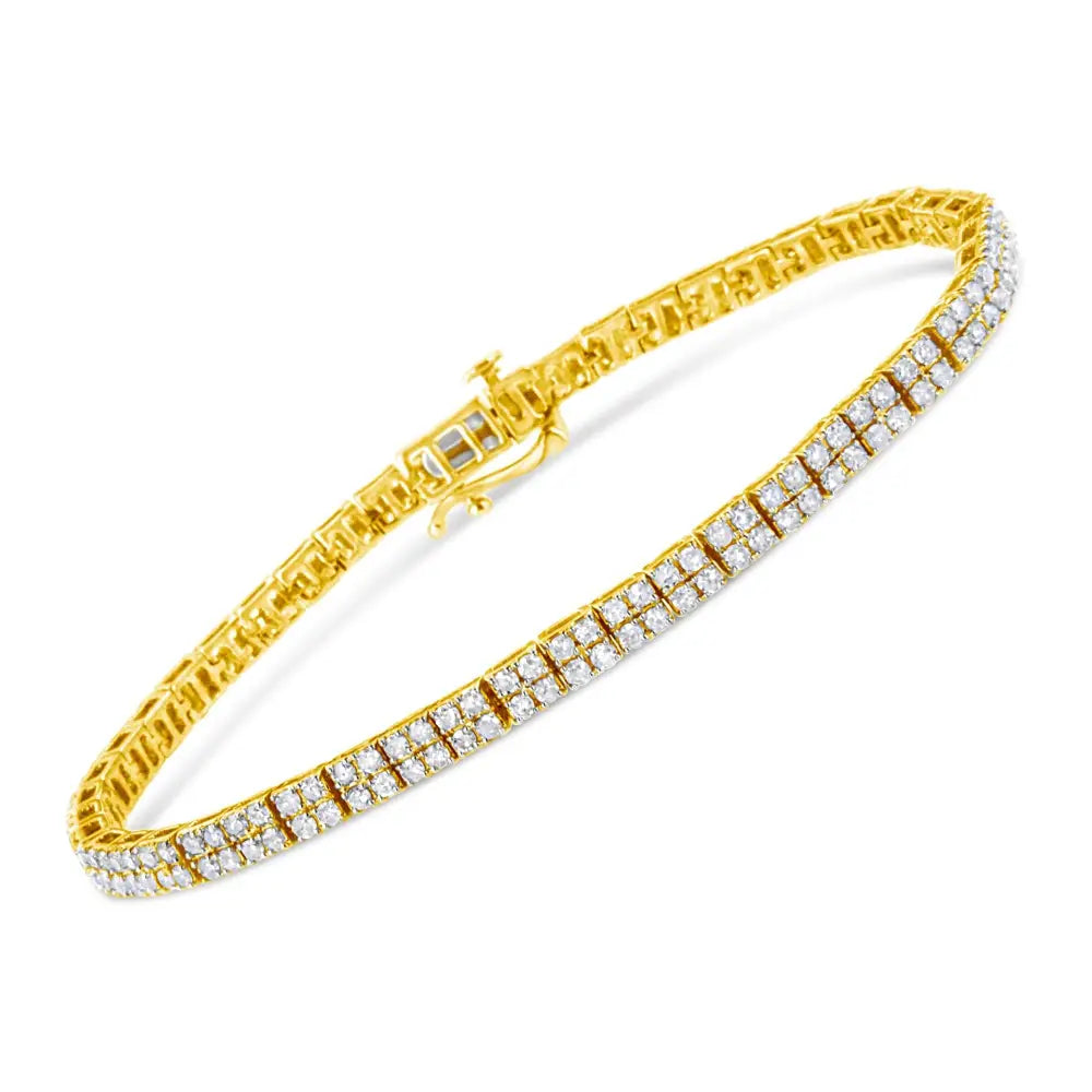 14k Yellow Gold Plated.925 Sterling Silver 3.0 Cttw Diamond Link Bracelet (k-l Color I2-i3 Clarity) - 7.25’’ - Fine