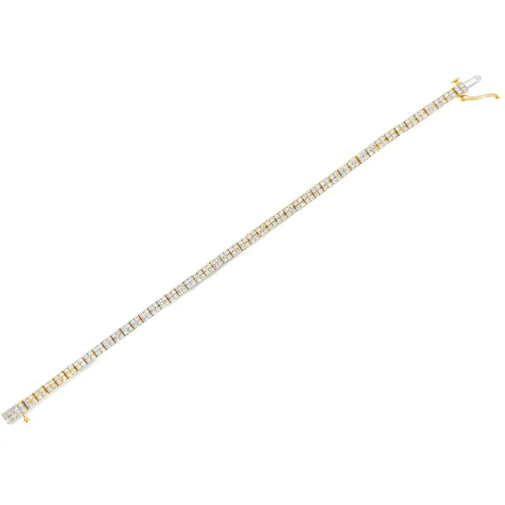 14k Yellow Gold Plated.925 Sterling Silver 3.0 Cttw Diamond Link Bracelet (k-l Color I2-i3 Clarity) - 7.25’’ - Fine