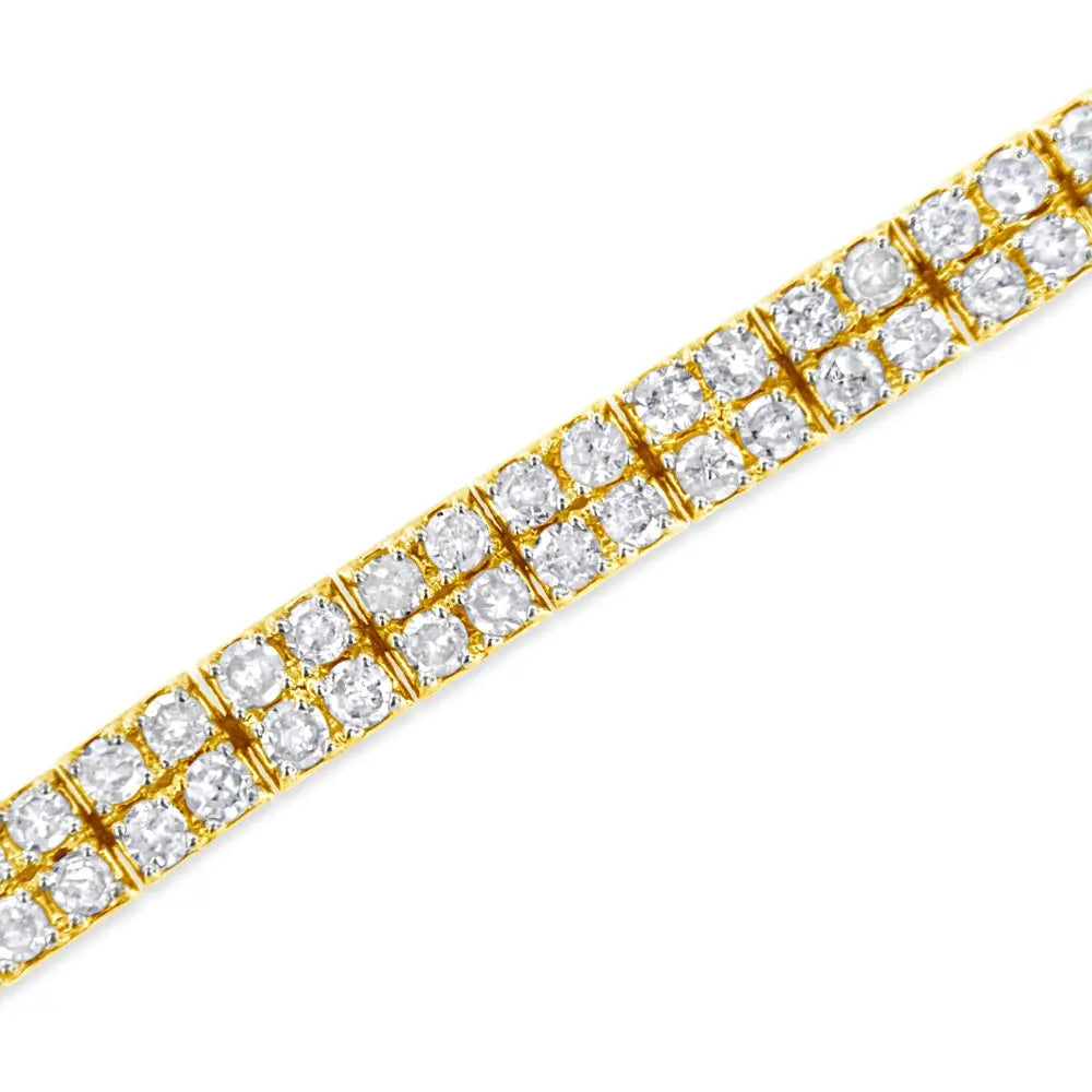 14k Yellow Gold Plated.925 Sterling Silver 3.0 Cttw Diamond Link Bracelet (k-l Color I2-i3 Clarity) - 7.25’’ - Fine