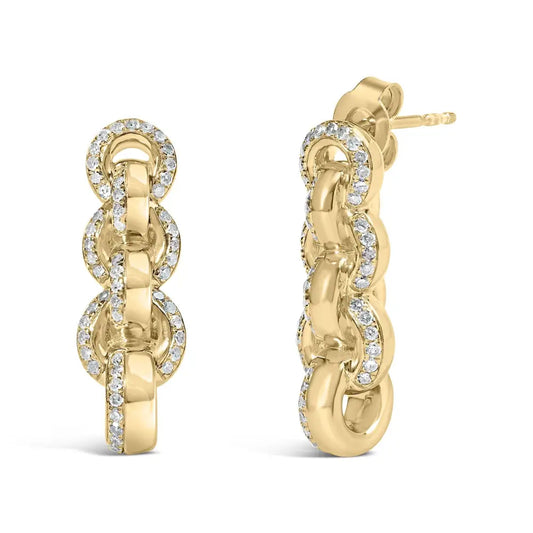 14k Yellow Gold Plated.925 Sterling Silver 3/4 Cttw Diamond Chain Link Drop Earrings (h-i Color I1-i2 Clarity) - Fine