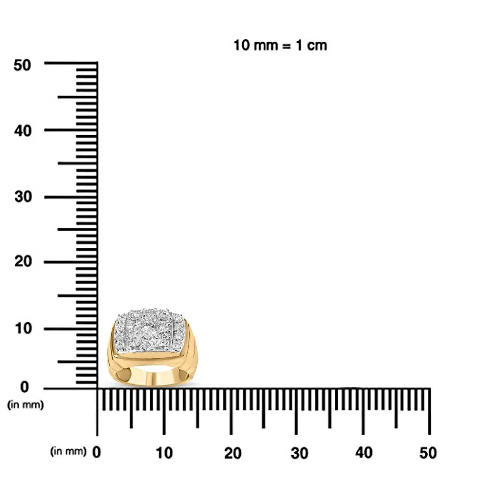 14k Yellow Gold Plated.925 Sterling Silver 3/8 Cttw Diamond Miracle Set Mens Cluster Cocktail Ring (i-j Color I3