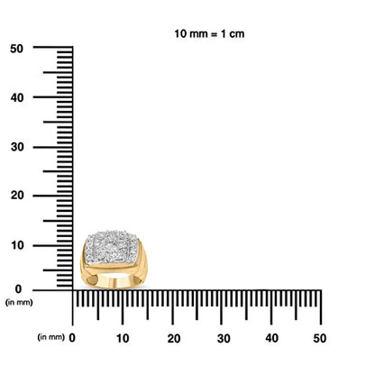 14k Yellow Gold Plated.925 Sterling Silver 3/8 Cttw Diamond Miracle Set Mens Cluster Cocktail Ring (i-j Color I3