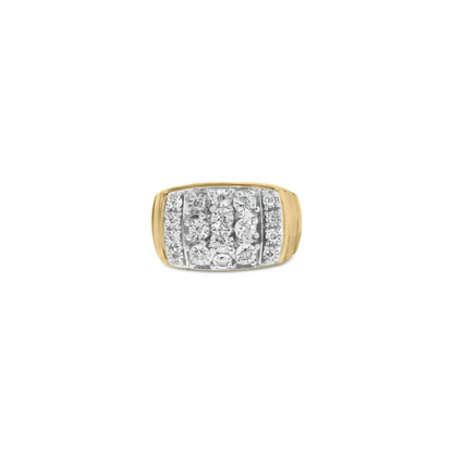 14k Yellow Gold Plated.925 Sterling Silver 3/8 Cttw Diamond Miracle Set Mens Cluster Cocktail Ring (i-j Color I3