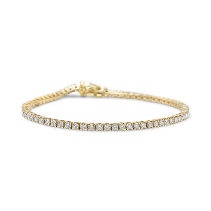 14k Yellow Gold Plated.925 Sterling Silver 3 Cttw Diamond Tennis Bracelet - Size 7.25’’ - Fine Jewelry us Direct