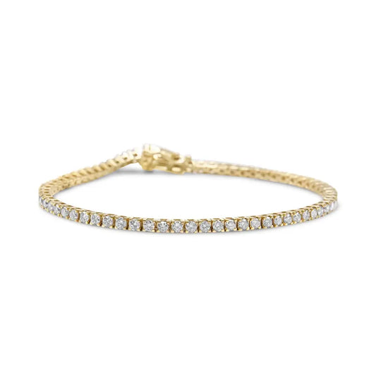 14k Yellow Gold Plated.925 Sterling Silver 3 Cttw Diamond Tennis Bracelet - Size 7.25’’ - Fine Jewelry us Direct