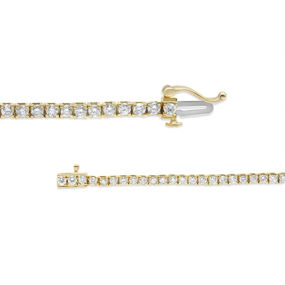 14k Yellow Gold Plated.925 Sterling Silver 3 Cttw Diamond Tennis Bracelet - Size 7.25’’ - Fine Jewelry us Direct