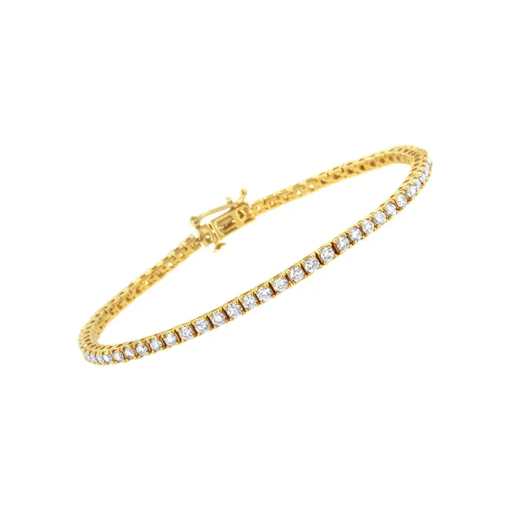 14k Yellow Gold Plated.925 Sterling Silver 3 Cttw Diamond Tennis Bracelet - Size 7.25’’ - Fine Jewelry us Direct