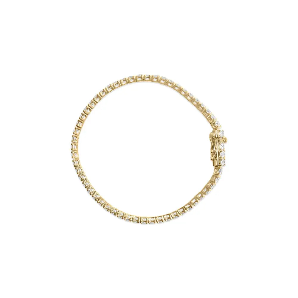 14k Yellow Gold Plated.925 Sterling Silver 5.00 Cttw 4-prong Set Brilliant Round-cut Diamond Classic Tennis Bracelet