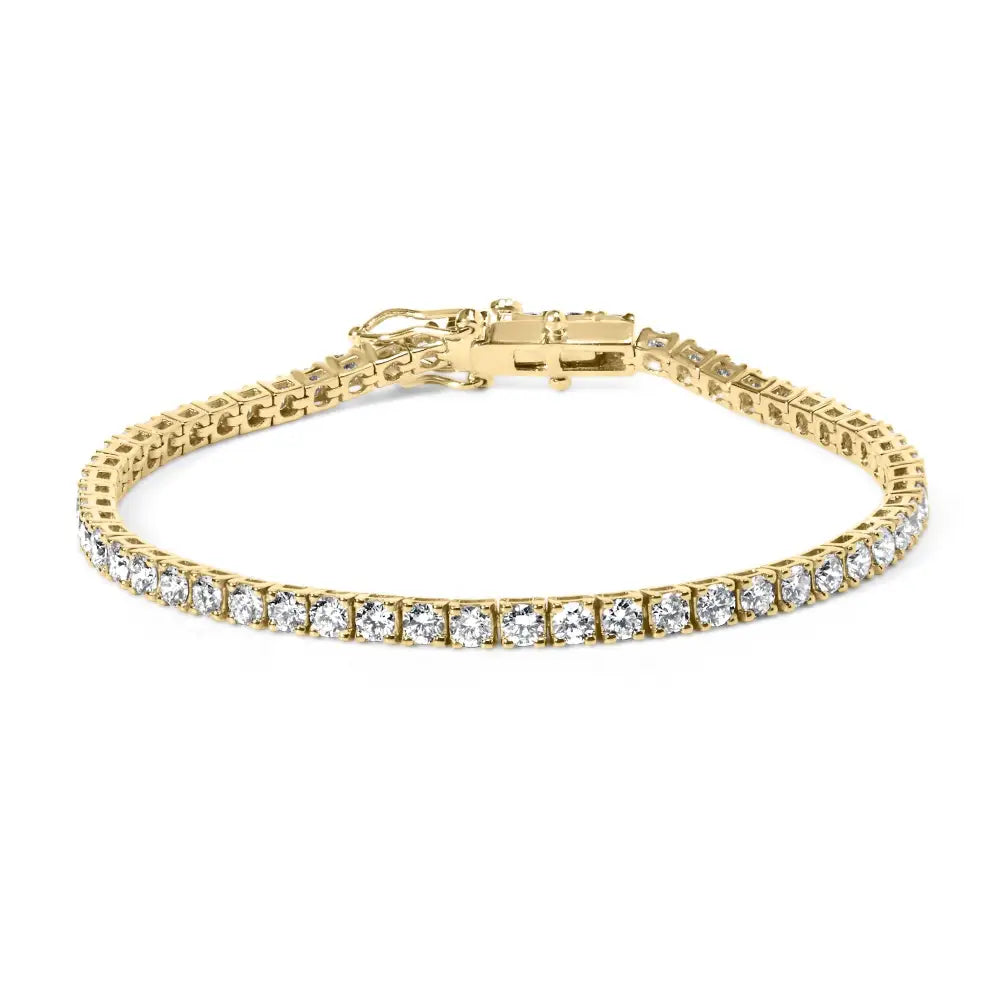 14k Yellow Gold Plated.925 Sterling Silver 5.00 Cttw 4-prong Set Brilliant Round-cut Diamond Classic Tennis Bracelet