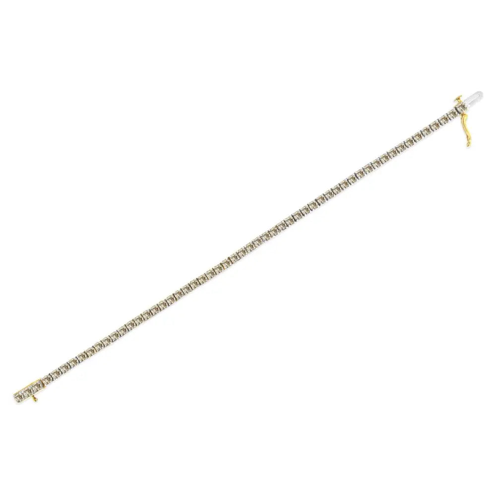 14k Yellow Gold Plated.925 Sterling Silver 5.00 Cttw 4-prong Set Brilliant Round-cut Diamond Classic Tennis Bracelet