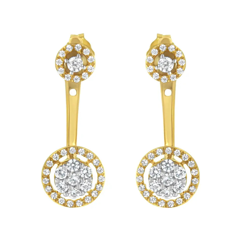 14k Yellow Gold Plated.925 Sterling Silver 5/8 Cttw Diamond Removable Stud and Dangle Earrings (i-j Color I2-i3) - Fine