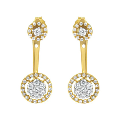 14k Yellow Gold Plated.925 Sterling Silver 5/8 Cttw Diamond Removable Stud and Dangle Earrings (i-j Color I2-i3) - Fine