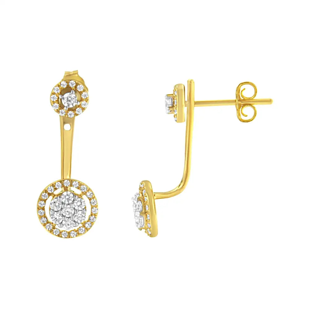 14k Yellow Gold Plated.925 Sterling Silver 5/8 Cttw Diamond Removable Stud and Dangle Earrings (i-j Color I2-i3) - Fine