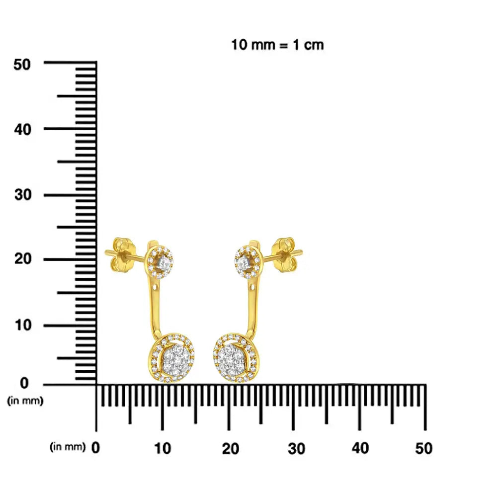 14k Yellow Gold Plated.925 Sterling Silver 5/8 Cttw Diamond Removable Stud and Dangle Earrings (i-j Color I2-i3) - Fine