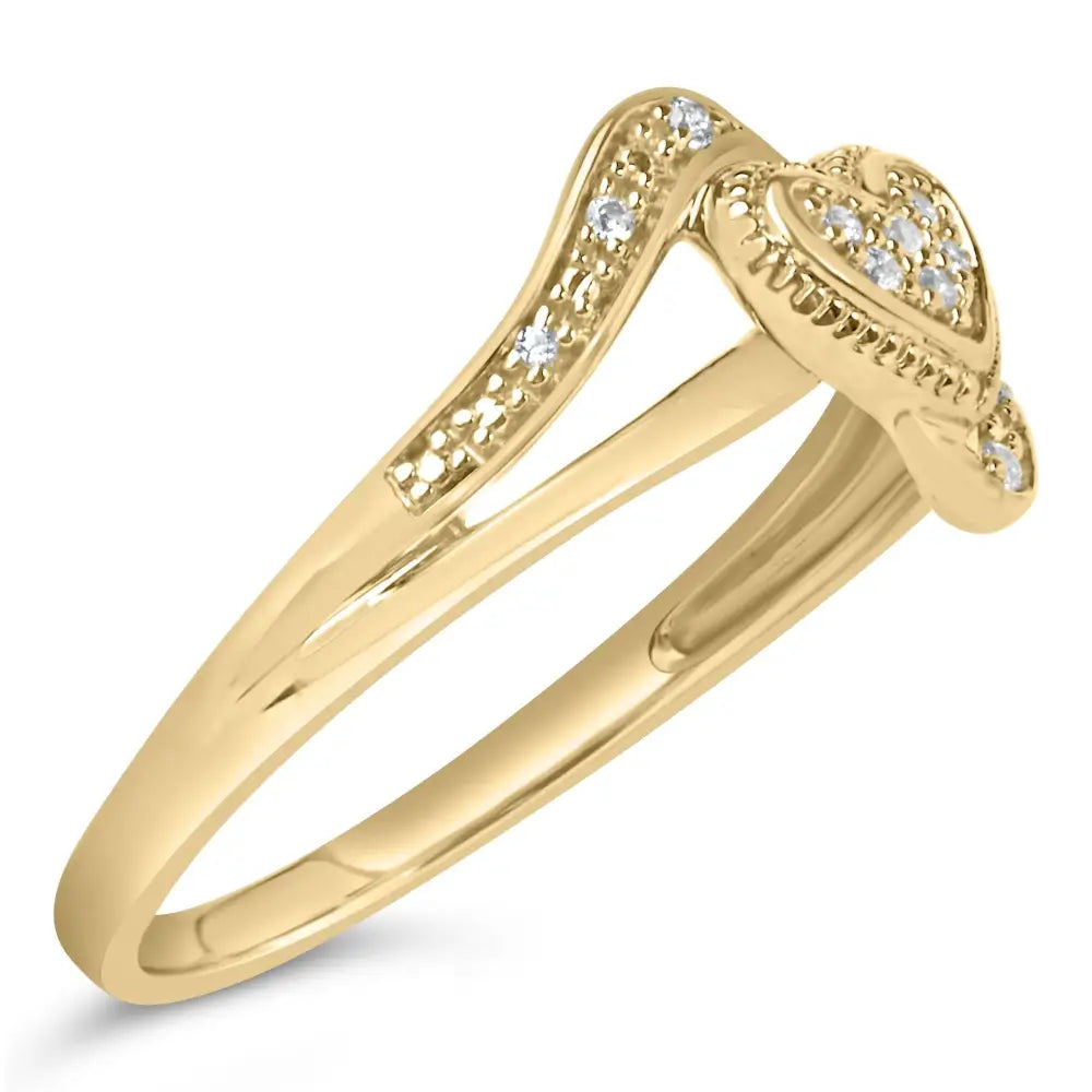 14k Yellow Gold Plated.925 Sterling Silver Diamond Accent Filigree Heart Promise Ring (i-j Color I3 Clarity) - Fine