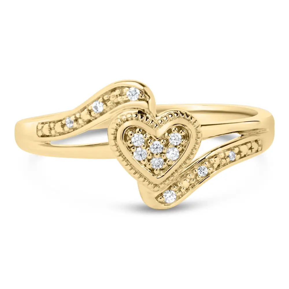 14k Yellow Gold Plated.925 Sterling Silver Diamond Accent Filigree Heart Promise Ring (i-j Color I3 Clarity) - Fine