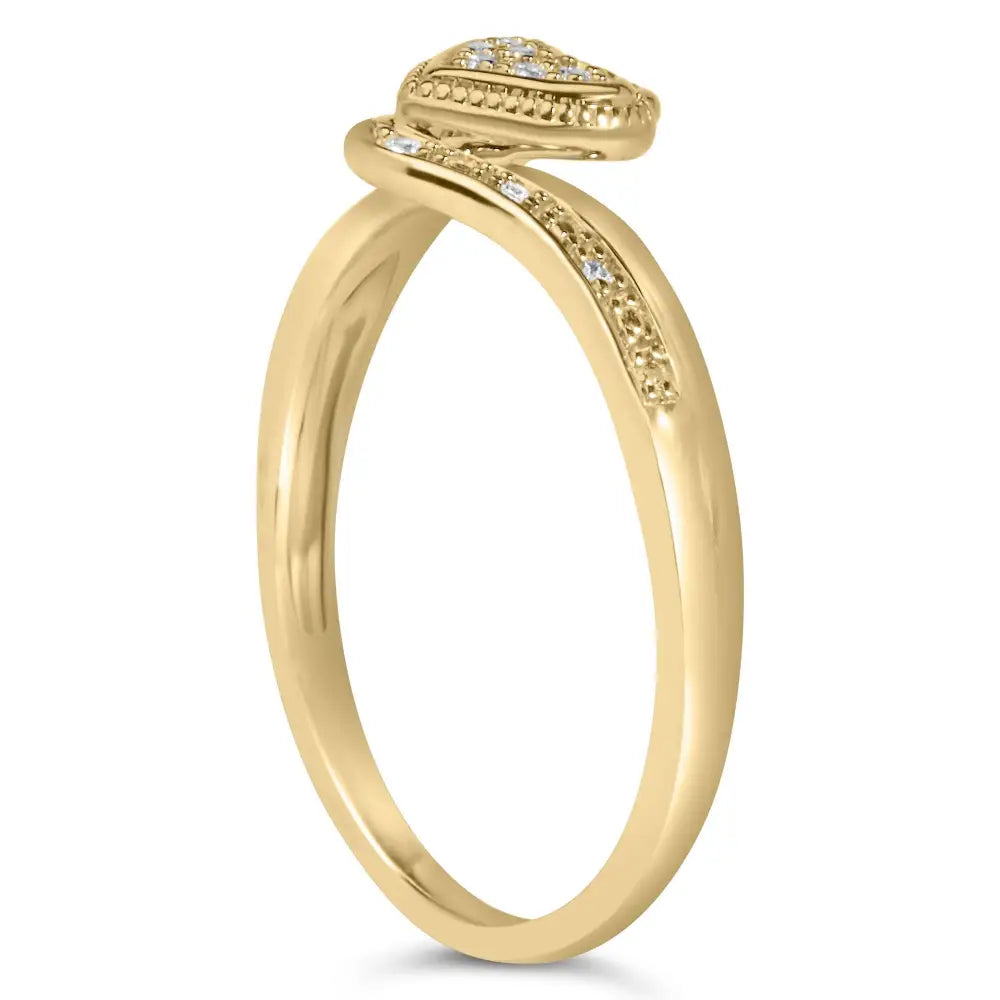 14k Yellow Gold Plated.925 Sterling Silver Diamond Accent Filigree Heart Promise Ring (i-j Color I3 Clarity) - Fine