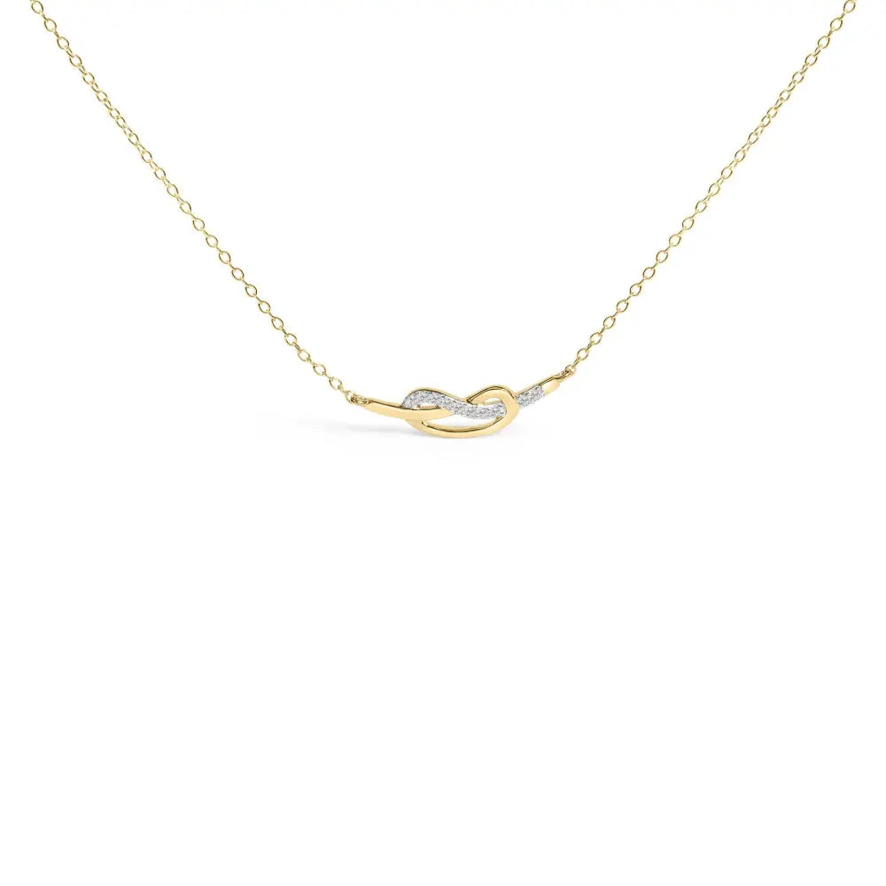 14k Yellow Gold Plated.925 Sterling Silver Diamond Accent Infinity Ribbon Pendant Necklace (i-j Color I1-i2 Clarity)