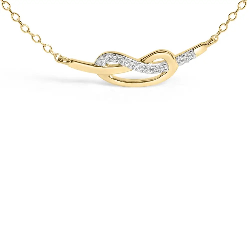 14k Yellow Gold Plated.925 Sterling Silver Diamond Accent Infinity Ribbon Pendant Necklace (i-j Color I1-i2 Clarity)