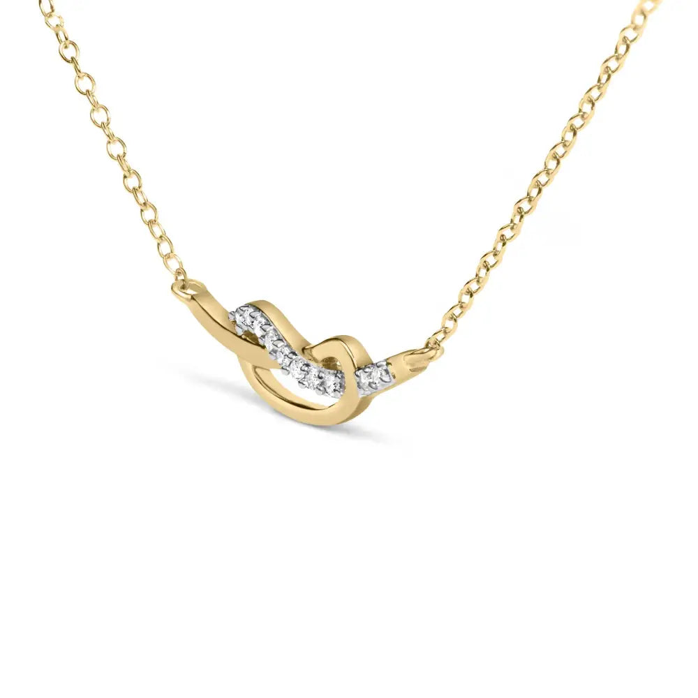 14k Yellow Gold Plated.925 Sterling Silver Diamond Accent Infinity Ribbon Pendant Necklace (i-j Color I1-i2 Clarity)