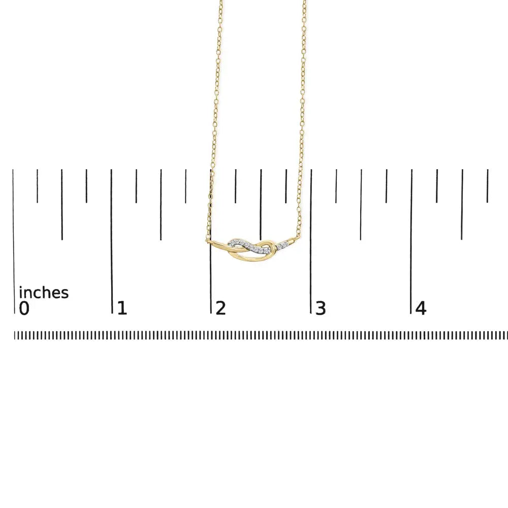 14k Yellow Gold Plated.925 Sterling Silver Diamond Accent Infinity Ribbon Pendant Necklace (i-j Color I1-i2 Clarity)