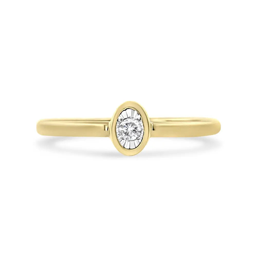 14k Yellow Gold Plated.925 Sterling Silver Miracle Set Diamond Accent Oval Shape Promise Ring (j-k Color I1-i2 Clarity)