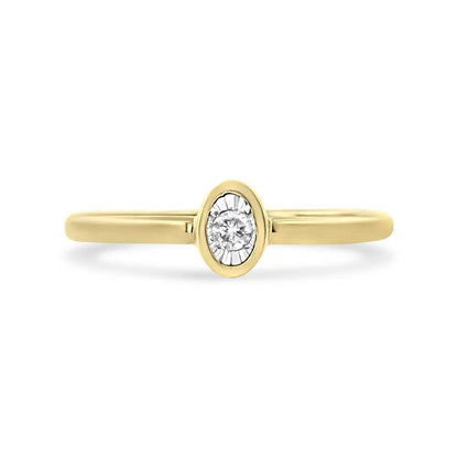 14k Yellow Gold Plated.925 Sterling Silver Miracle Set Diamond Accent Oval Shape Promise Ring (j-k Color I1-i2 Clarity)