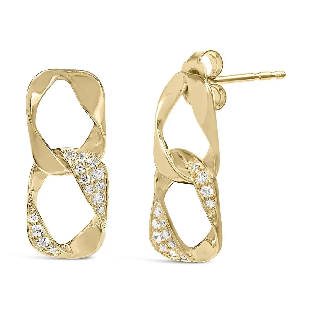 14k Yellow Gold Plated.925 Sterling Silver Open Link 1/5 Cttw Diamond Drop Earrings (h-i Color I1-i2 Clarity) - Fine