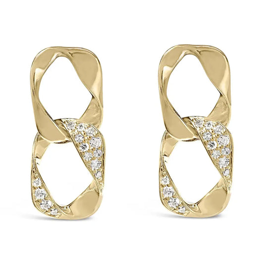 14k Yellow Gold Plated.925 Sterling Silver Open Link 1/5 Cttw Diamond Drop Earrings (h-i Color I1-i2 Clarity) - Fine