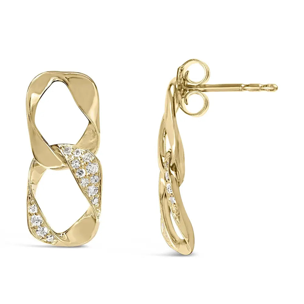 14k Yellow Gold Plated.925 Sterling Silver Open Link 1/5 Cttw Diamond Drop Earrings (h-i Color I1-i2 Clarity) - Fine