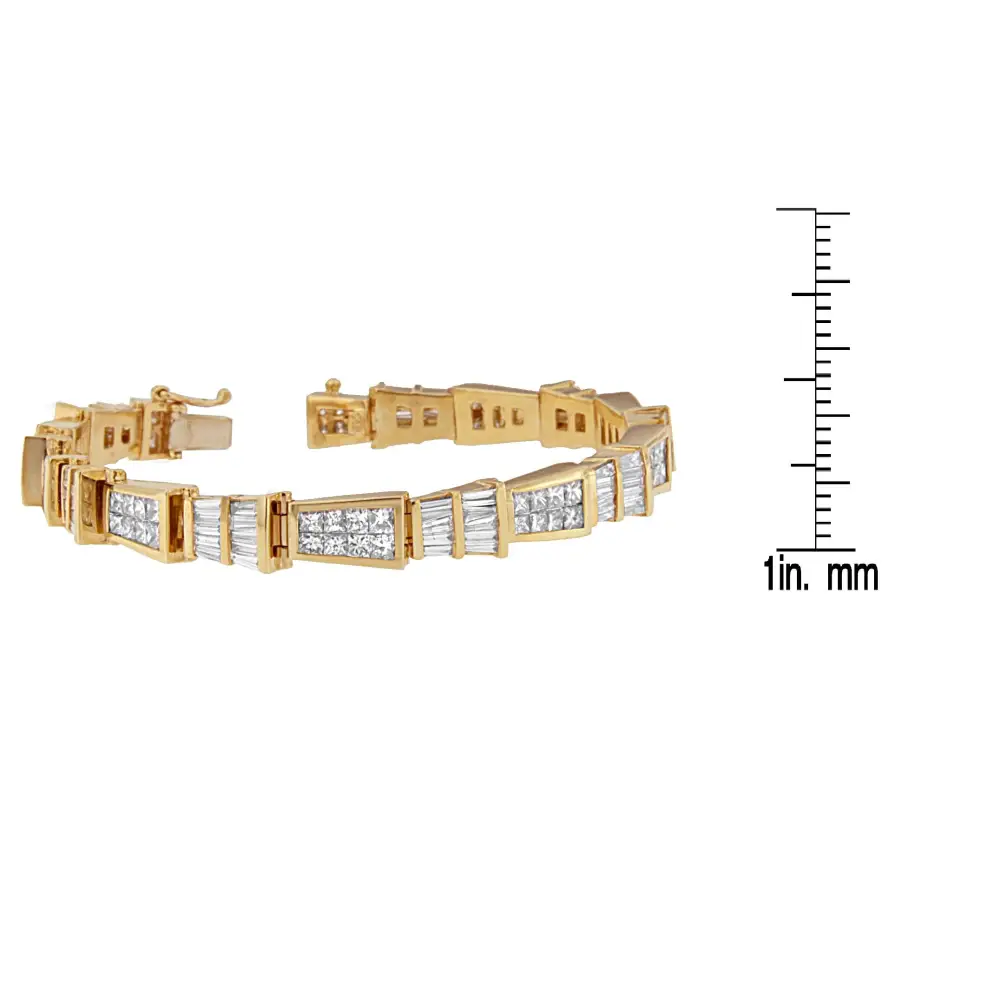 14k Yellow Gold Princess and Baguette-cut Diamond Geo-link Bracelet(8.25 Cttw,h-i Color,si1-si2 Clarity) - Fine Jewelry