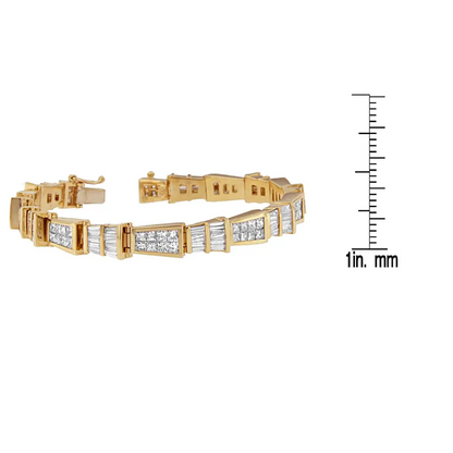 14k Yellow Gold Princess and Baguette-cut Diamond Geo-link Bracelet(8.25 Cttw,h-i Color,si1-si2 Clarity) - Fine Jewelry