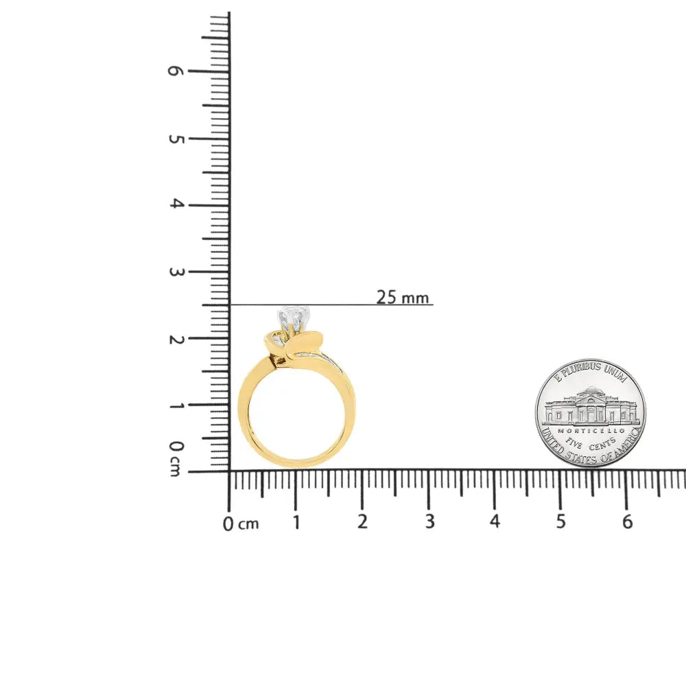 14k Yellow Gold Princess Baguette and Pie Cut Diamond Marquise Shaped Ring (1 1/4 Cttw G-h Color Si1-si2 Clarity)