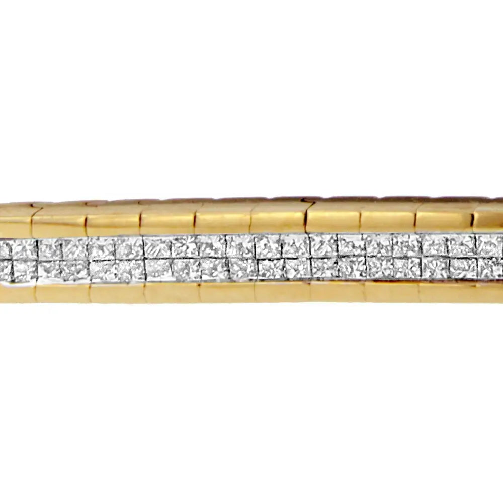 14k Yellow Gold Princess-cut Diamond Banded Bracelet (1.10 Cttw G-h Color Si1-si2 Clarity) - Fine Jewelry us Direct