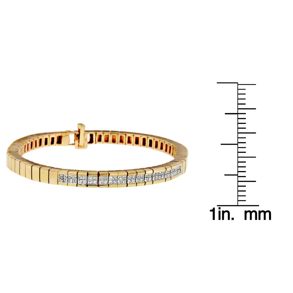 14k Yellow Gold Princess-cut Diamond Banded Bracelet (1.10 Cttw G-h Color Si1-si2 Clarity) - Fine Jewelry us Direct