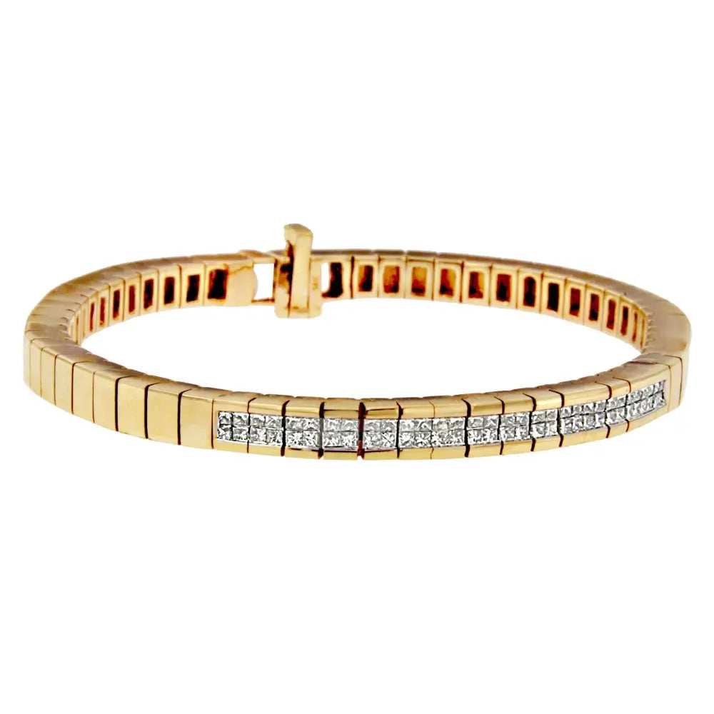 14k Yellow Gold Princess-cut Diamond Banded Bracelet (1.10 Cttw G-h Color Si1-si2 Clarity) - Fine Jewelry us Direct