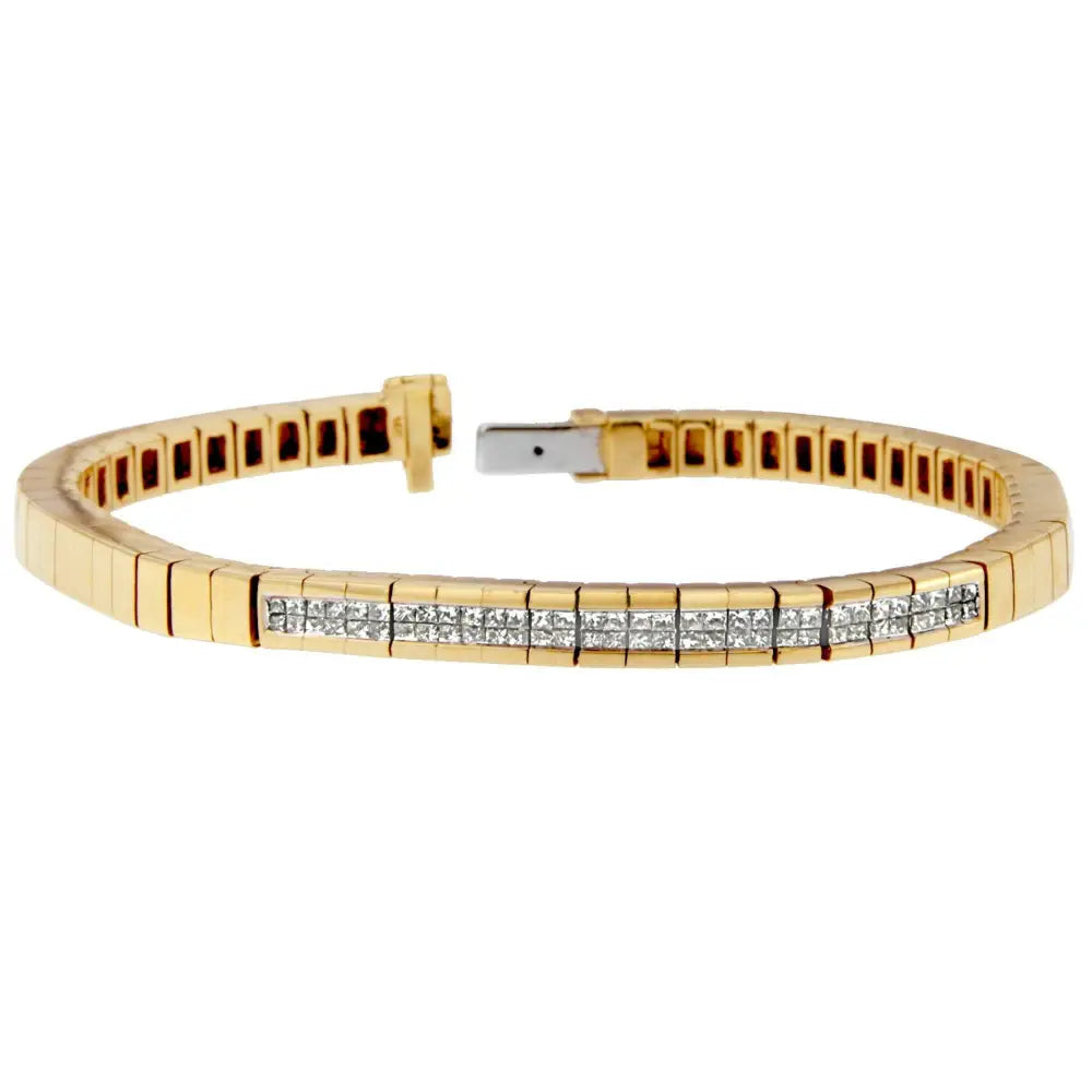 14k Yellow Gold Princess-cut Diamond Banded Bracelet (1.10 Cttw G-h Color Si1-si2 Clarity) - Fine Jewelry us Direct