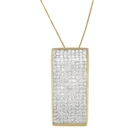 14k Yellow Gold Princess Cut Diamond Block Pendant Necklace (2 5/8 Cttw H-i Color Si2-i1 Clarity) - Fine Jewelry