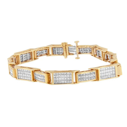 14k Yellow Gold Princess Cut Diamond Bracelet (6.11 Cttw H-i Color Si1-si2 Clarity) - Fine Jewelry us Direct