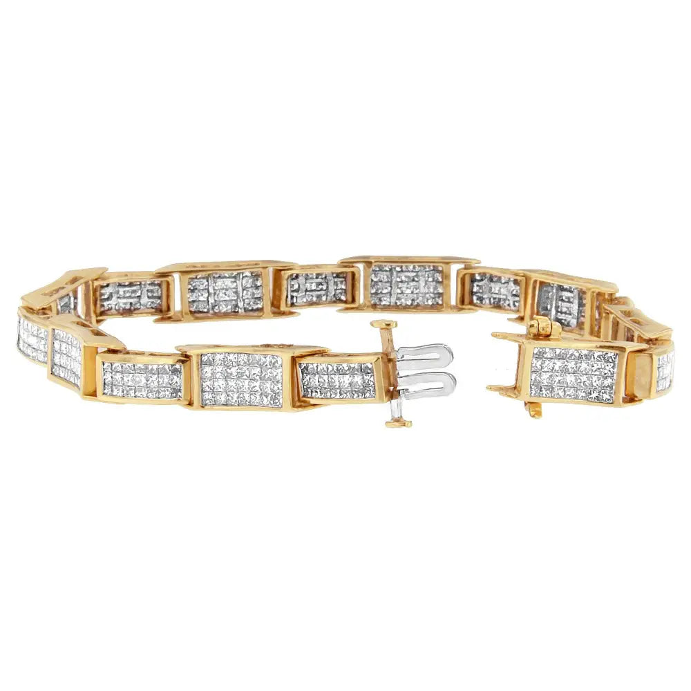 14k Yellow Gold Princess Cut Diamond Bracelet (6.11 Cttw H-i Color Si1-si2 Clarity) - Fine Jewelry us Direct