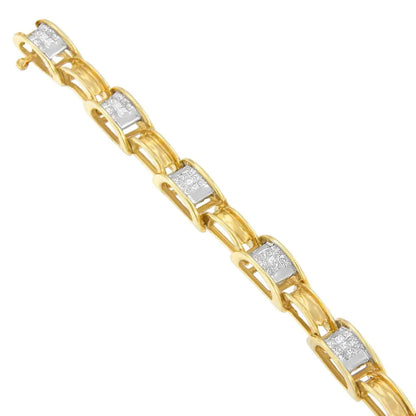 14k Yellow Gold Princess Cut Diamond Chain Link Bracelet (1.00 Cttw H-i Color Si1-si2 Clarity) - Fine Jewelry us Direct