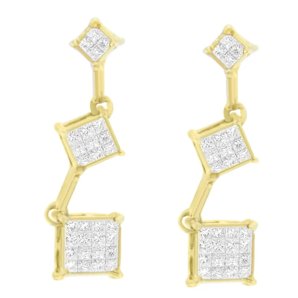 14k Yellow Gold Princess-cut Diamond Earrings (1/2 Cttw H-i Color Si1-si2 Clarity) - Fine Jewelry us Direct