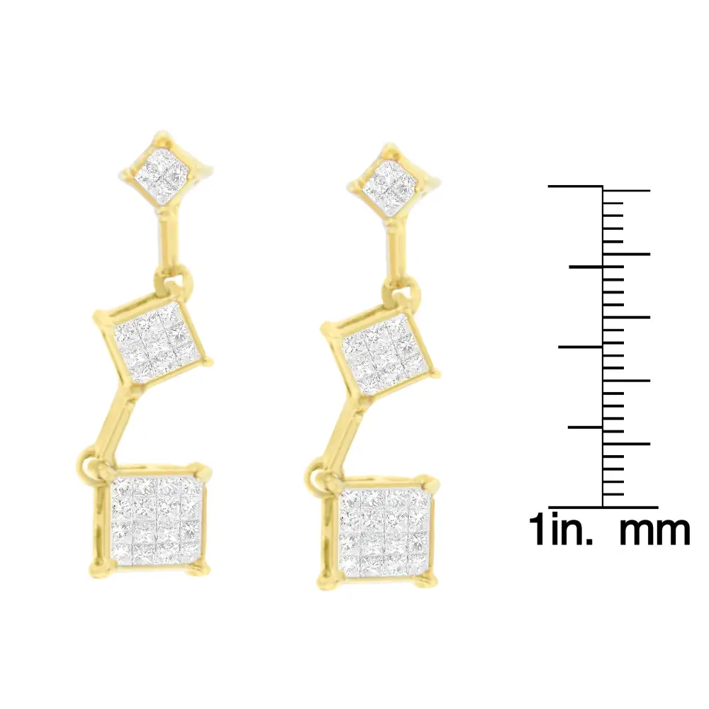 14k Yellow Gold Princess-cut Diamond Earrings (1/2 Cttw H-i Color Si1-si2 Clarity) - Fine Jewelry us Direct