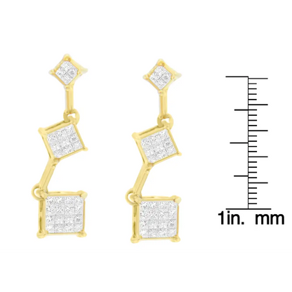 14k Yellow Gold Princess-cut Diamond Earrings (1/2 Cttw H-i Color Si1-si2 Clarity) - Fine Jewelry us Direct