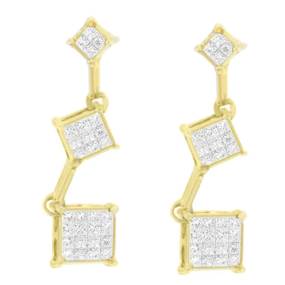 14k Yellow Gold Princess-cut Diamond Earrings (1/2 Cttw H-i Color Si1-si2 Clarity) - Fine Jewelry us Direct