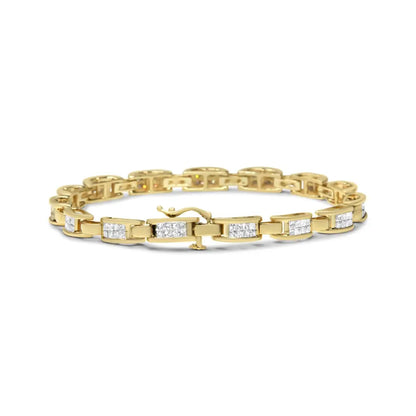 14k Yellow Gold Princess-cut Diamond Links of Love Bracelet (2.00 Cttw H-i Color Si2-i1 Clarity) - Fine Jewelry