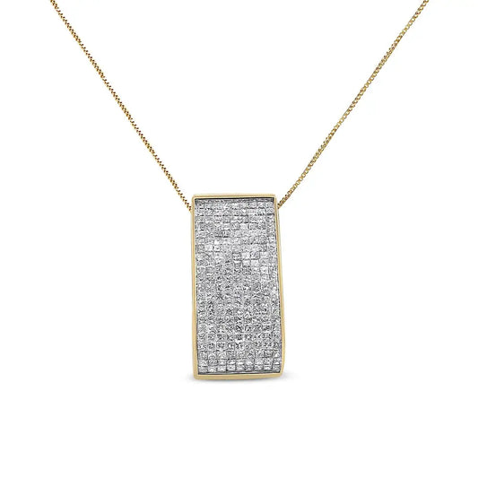 14k Yellow Gold Princess-cut Diamond Pillar Pendant Necklace (1 5/8 Cttw H-i Color Si1-si2 Clarity) - Fine Jewelry