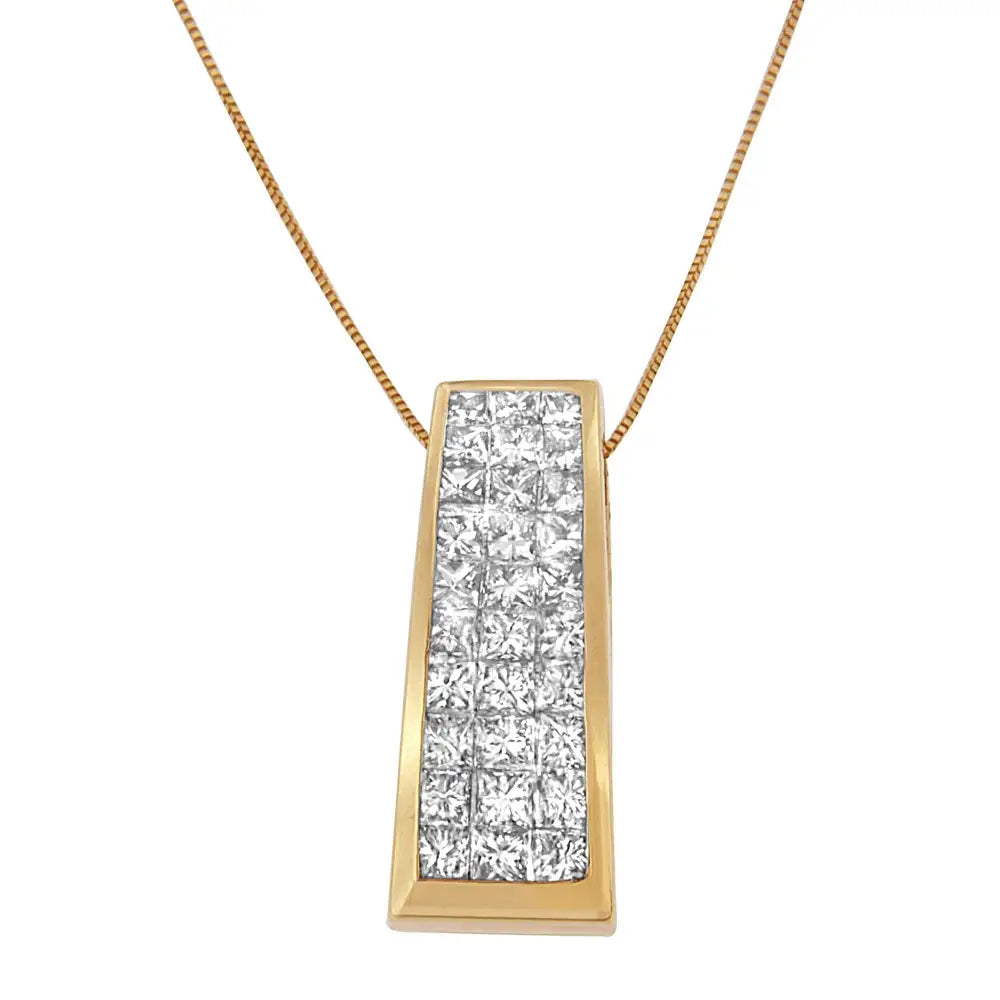 14k Yellow Gold Princess-cut Diamond Pillar Pendant Necklace (1 5/8 Cttw H-i Color Si1-si2 Clarity) - Fine Jewelry