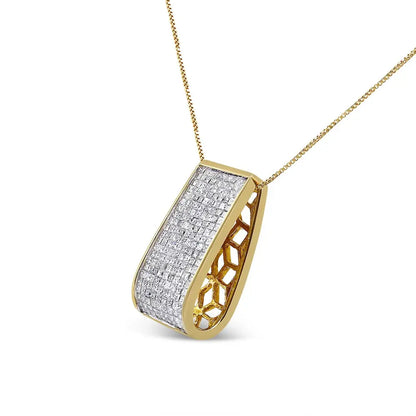 14k Yellow Gold Princess-cut Diamond Pillar Pendant Necklace (1 5/8 Cttw H-i Color Si1-si2 Clarity) - Fine Jewelry