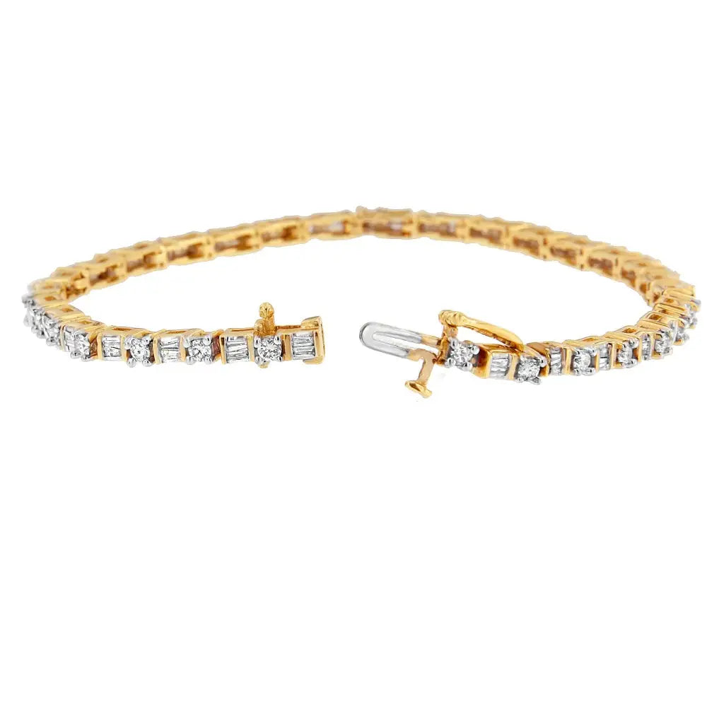 14k Yellow Gold Round and Baguette-cut Diamond Bracelet (2.00 Cttw H-i Color Si2-i1 Clarity)… - Fine Jewelry us Direct